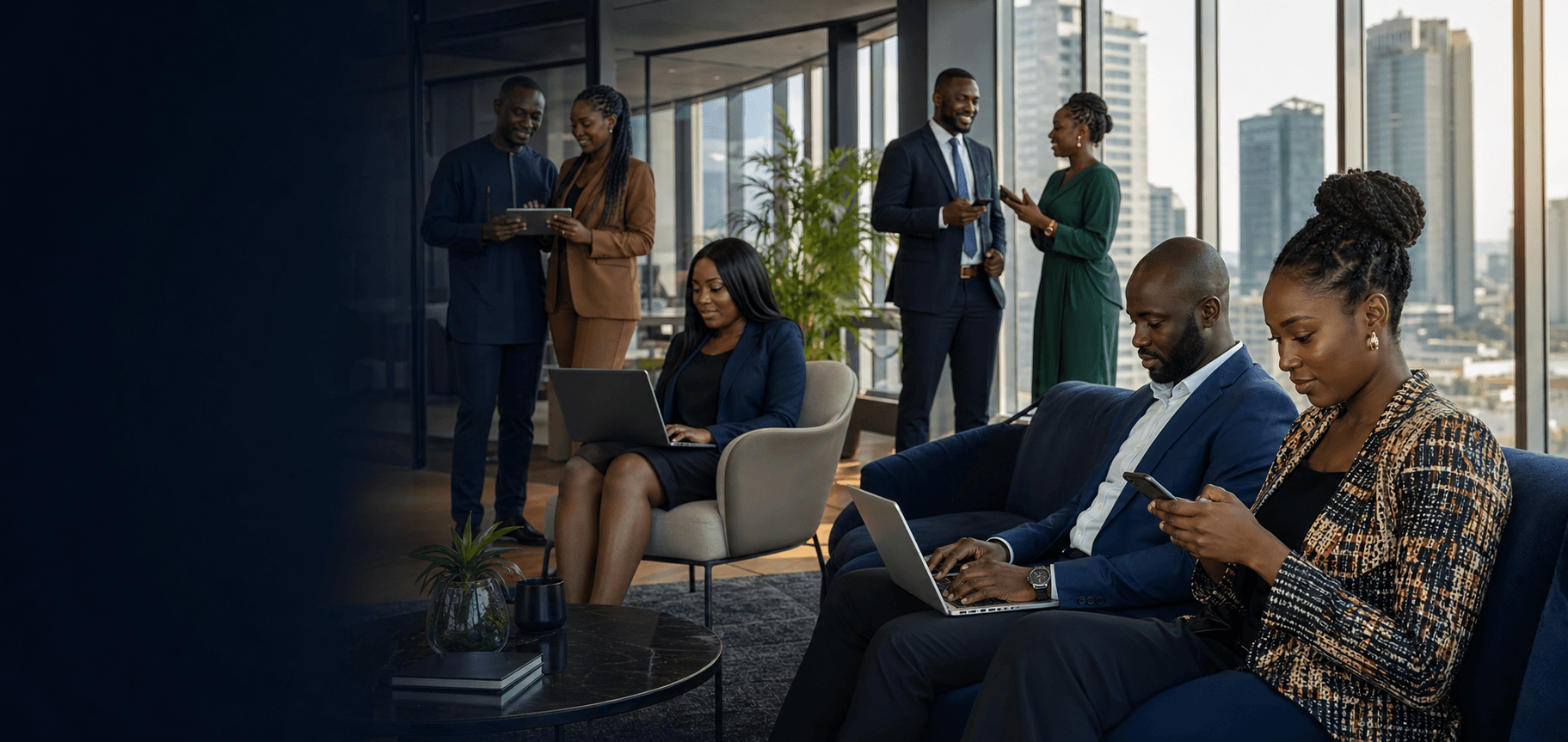 Nigerian professionals using JobRadarNG in a modern Lagos office